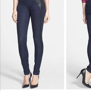 Elie Tahari ‘Mallory’ leather & mesh trim leggings